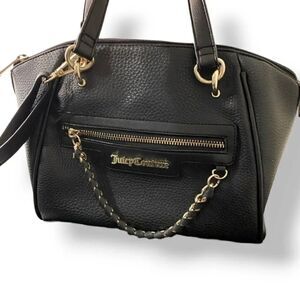 Juicy Couture Faux Leather Gold Chain Satchel Bag with Crossbody Strap